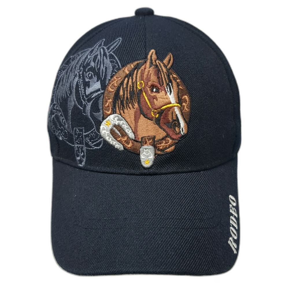 Santo Cap Horse Rodeo Embroidery Baseball Cap Blue One Size Strapback Hat Animal